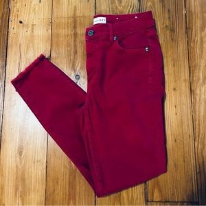 LOFT Red High Rise Petite Skinny Jeans